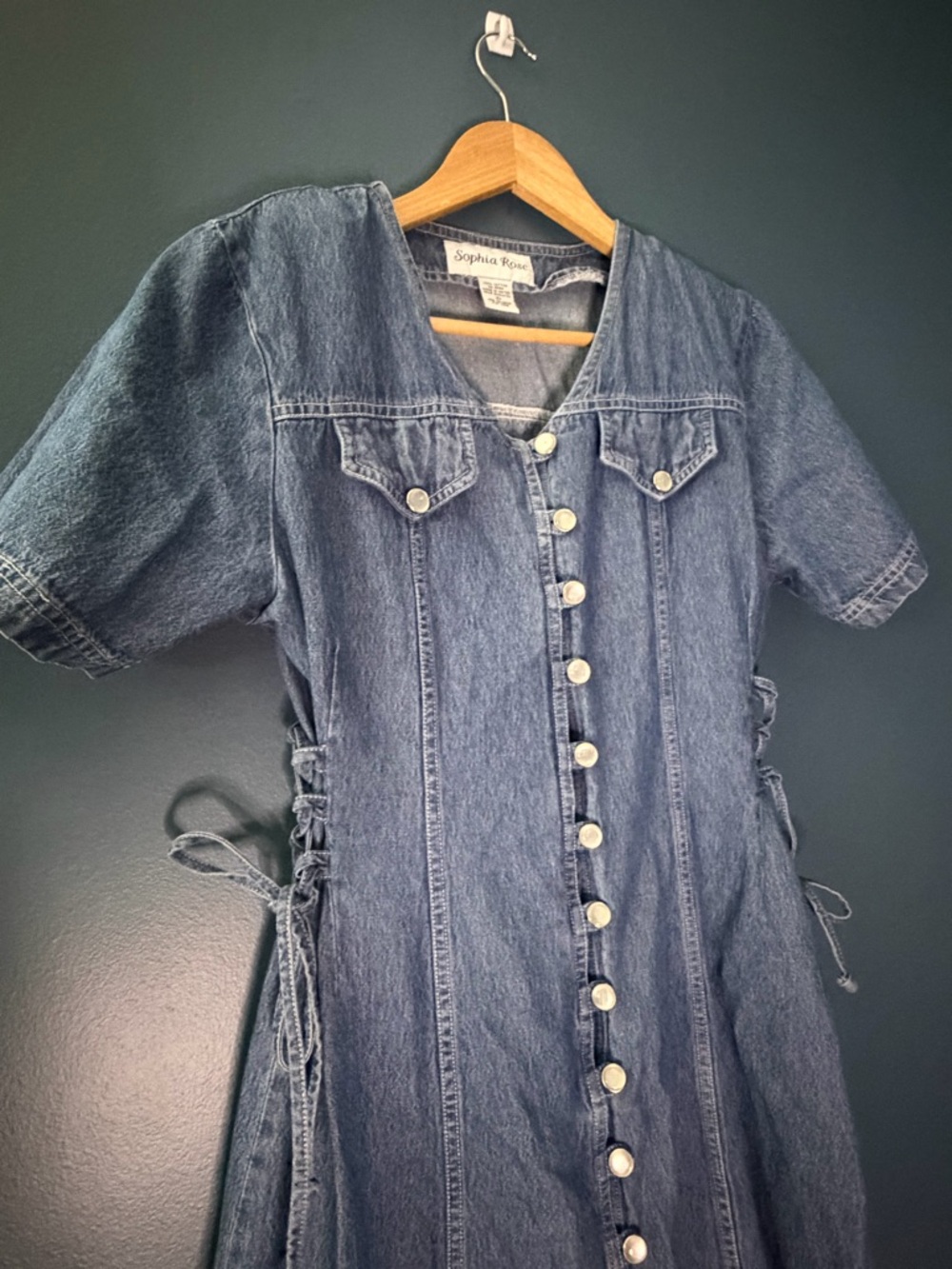 Vintage Sophia Rose Denim Dress 100% Cotton Size 10  Blue